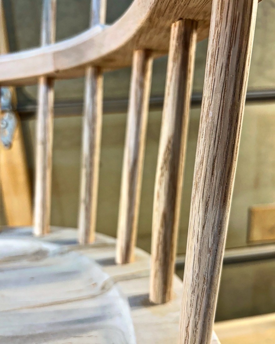 Close-up of oak sticks under the arm